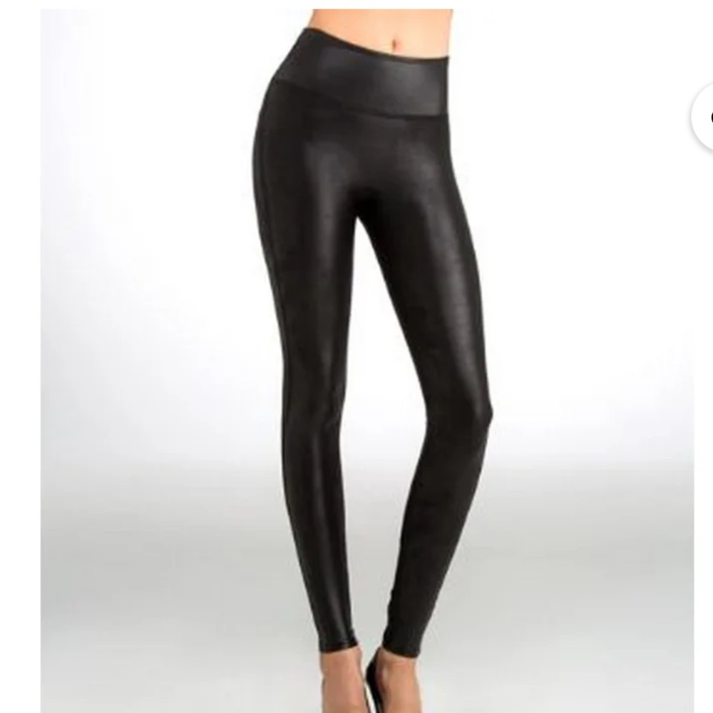 SPANX Ready To Wow Faux Leather Leggings XL Black